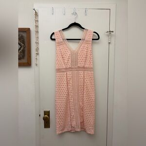 bebe Blush Pink Crochet Midi Dress